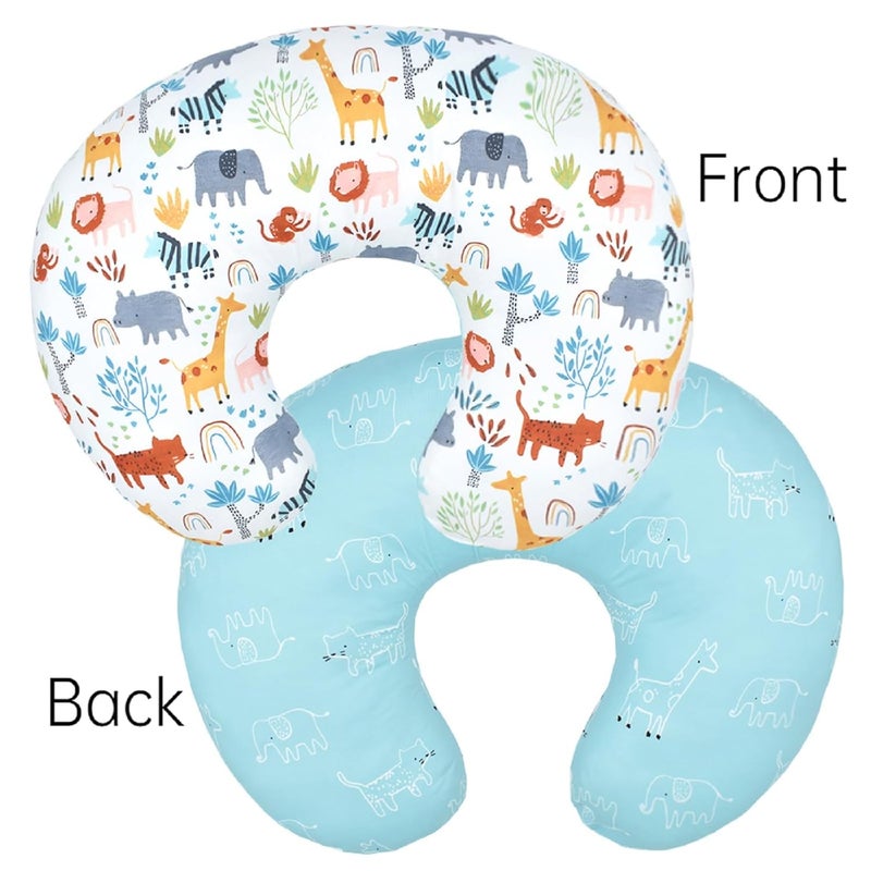 Winmany 2 Pack Baby Nursing Pillow Cover Newborn U-Shaped Breastfeeding Pillowcase Cushion Cover Stretchy Replaceable Forest&Floral Pillow Cover Slipcover 22.5x21 - Image 3